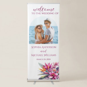 Watercolor Tropical Bliss-Wedding Welcome Sign- Retractable Banner