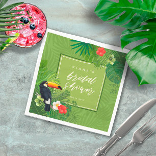 Watercolor Tropical Bridal Shower Green ID577 Napkin