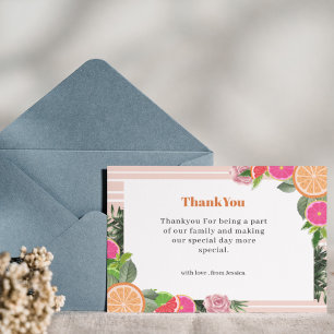 Watercolor Tropical Citrus Thankyou Cute  Enclosure Card