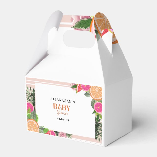 Watercolor Tropical Citrus watercolor Cute Favour Box (Front Side)