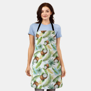 Watercolor Tropical Coconut Pattern Apron