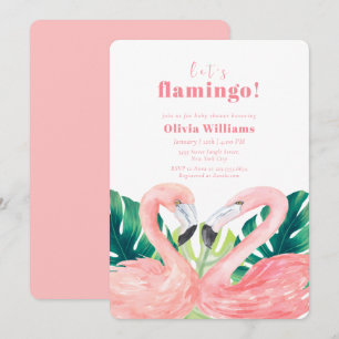 Watercolor Tropical Couple Flamingo Baby Shower Invitation