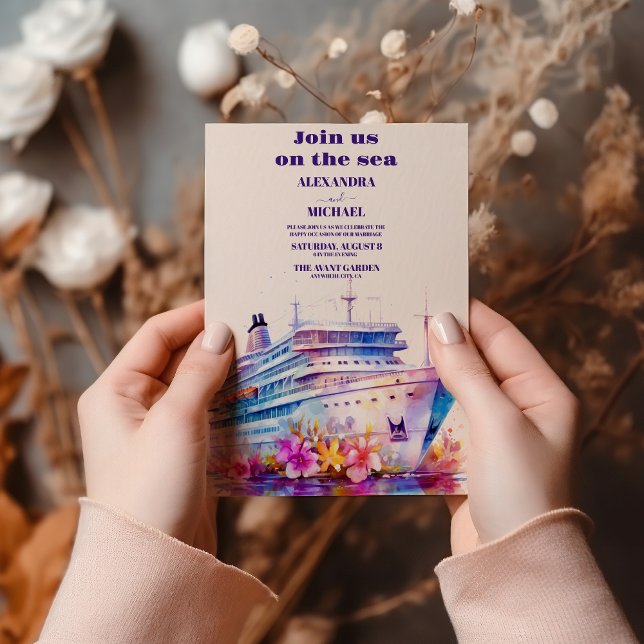 Watercolor Tropical cruise destination wedding Invitation (Creator Uploaded)