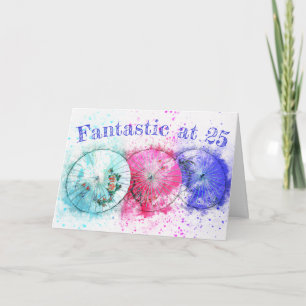 Watercolor Tropical Drink Umbrellas 25th Birthday Card