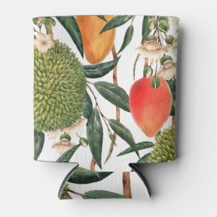 Watercolor tropical durian, mango pattern. can cooler