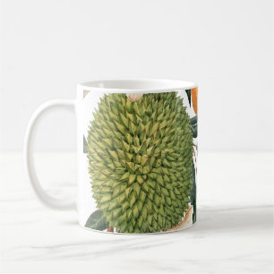 Watercolor tropical durian, mango pattern. coffee mug