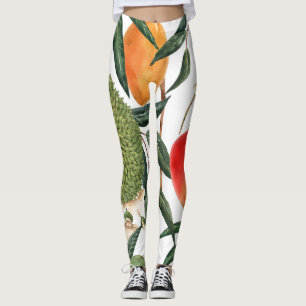 Watercolor tropical durian, mango pattern. leggings