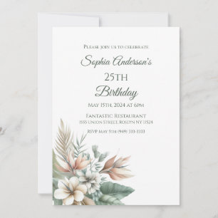 Watercolor Tropical Elegance- Birthday Invitation