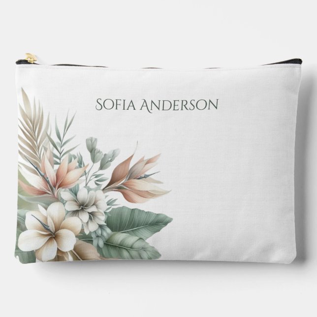 Watercolor Tropical Elegance-Pastel Colours Accessory Pouch (Front)