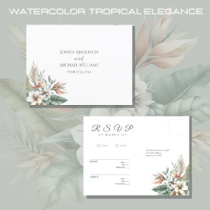 Watercolor Tropical Elegance-RSVP-Wedding- Postcard