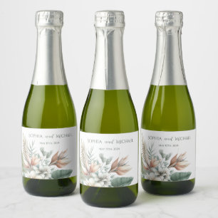 Watercolor Tropical Elegance-Wedding Sparkling Wine Label
