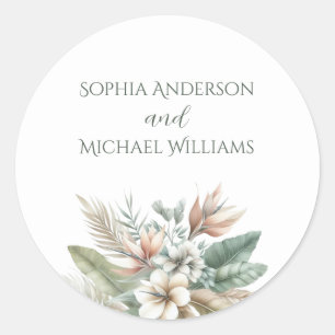 Watercolor Tropical Elegance- Wedding Stickers