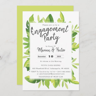 Watercolor Tropical Engagement Party Invitation