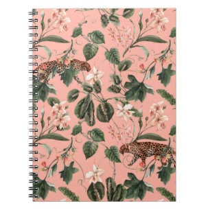 Watercolor tropical exotic pattern with orchid, gr notebook