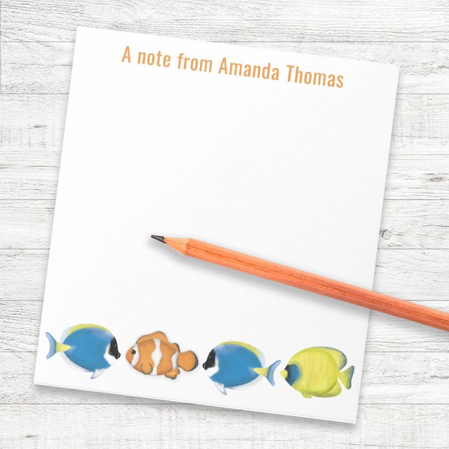 Watercolor Tropical Fish Personalised Notepad (Tropical Fish personalized notepad)