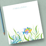 Watercolor Tropical Fish Personalised Stationery Notepad<br><div class="desc">Cute and coastal, this tropical stationery features the words "I'd rather be under the sea" in blue script typography. It can be personalised with your family name or monogram in a hand lettered script typography with my queen trigger fish original watercolor art. Perfect as a gift for kids or your...</div>