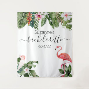 Watercolor Tropical Flamingo Bachelorette  Tapestr Tapestry
