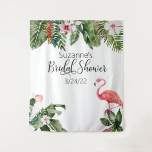 Watercolor Tropical Flamingo Bridal Shower  Tapestry