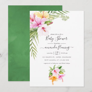 Watercolor Tropical Floral Baby Shower Invitation