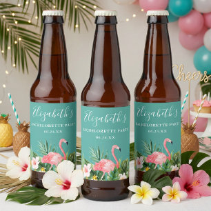 Watercolor Tropical Floral Bachelorette Party Beer Bottle Label