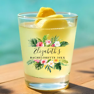 Watercolor Tropical Floral Bachelorette Party Shot Glass