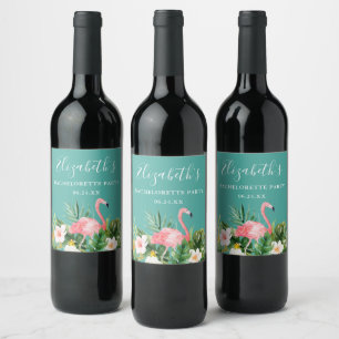 Watercolor Tropical Floral Bachelorette Party Wine Label