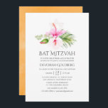 Watercolor Tropical Floral Bat Mitzvah Invitation<br><div class="desc">Watercolor beach bat mitzvah invitation featuring pink and orange hibiscus designed to be quickly and easily customised to your event specifics.</div>
