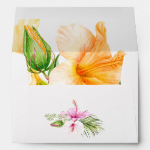Watercolor Tropical Floral Beach Wedding Envelope