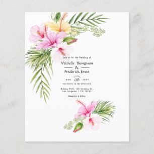 Watercolor Tropical Floral Beach Wedding Flyer