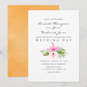 Watercolor Tropical Floral Beach Wedding Invitation