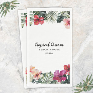Watercolor Tropical Floral Botanical Beach House Napkin