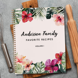 Watercolor Tropical Floral Botanical Family Recipe Notebook