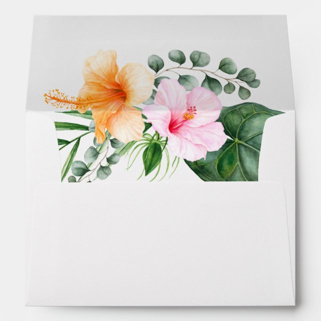 Watercolor Tropical Floral Bouquet Envelope (Back (Bottom))