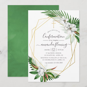 Watercolor Tropical Floral Confirmation Invitation