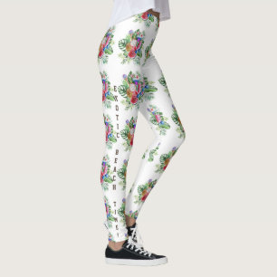 Watercolor Tropical Floral Exotic Beach Time Leggings