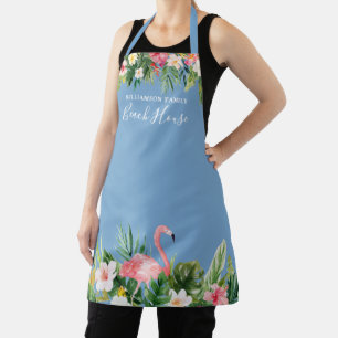 Watercolor Tropical Floral Family Beach House Blue Apron