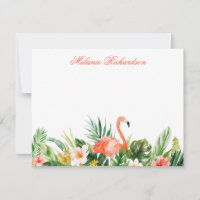 Watercolor Tropical Floral Flamingo Coral