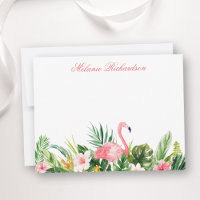 Watercolor Tropical Floral Flamingo Pink