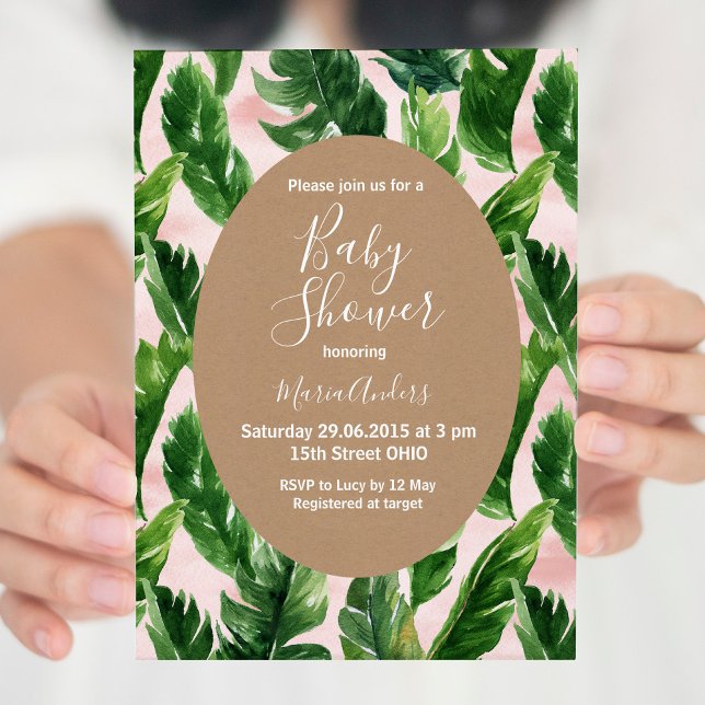 Watercolor Tropical Floral Frame Baby Shower Invitation (Creator Uploaded)