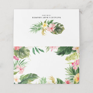Watercolor Tropical Floral Frame Custom Place Card