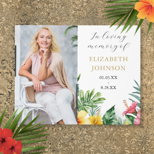 Watercolor Tropical Floral Memorial Funeral Photo Guest Book