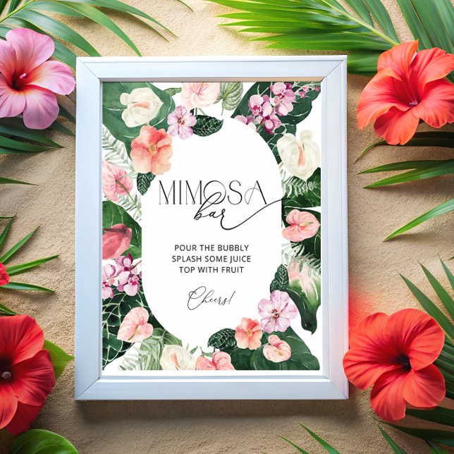 Watercolor Tropical Floral Mimosa Bar Sign (Creator Uploaded)