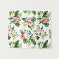 Watercolor Tropical Floral Pattern Wall Tapestry