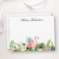 Watercolor Tropical Floral Pink Flamingo