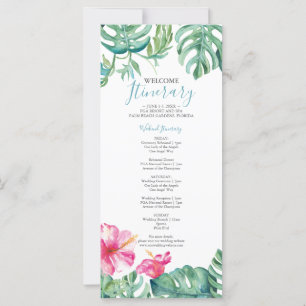 Watercolor Tropical Floral Wedding Itinerary