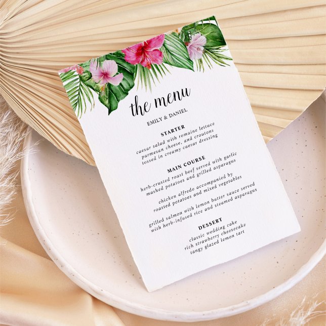 Watercolor Tropical Floral Wedding Menu (Creator Uploaded)