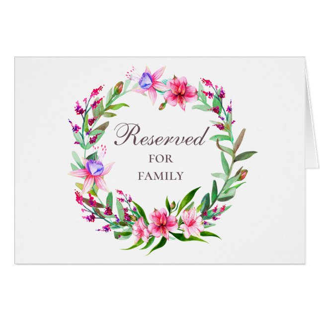 Watercolor tropical floral wedding reserved sign (Front Horizontal)