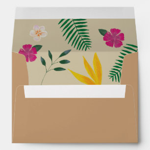Watercolor Tropical Flower Beach Coastal Wedding  Envelope