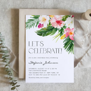 Watercolor Tropical Flower Summer Retirement Party Invitation