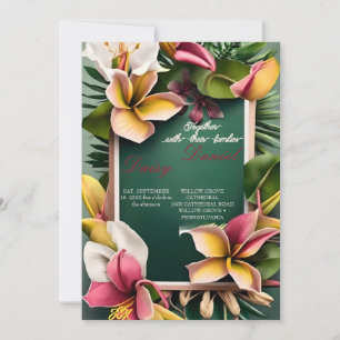 Watercolor Tropical Flowers and Greenery Wedding I Invitation